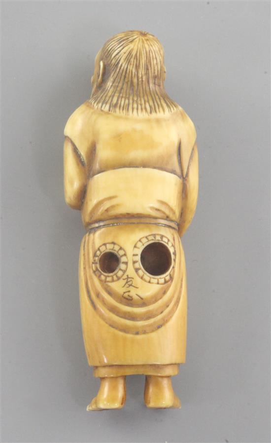 A Japanese ivory netsuke of a bearded man, 19th century, 6.2cm